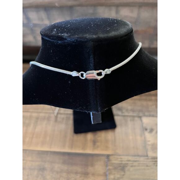 Lariat Necklace Sterling Silver Snake Chain Pendant 28 in. Made in Italy - Picture 4 of 10